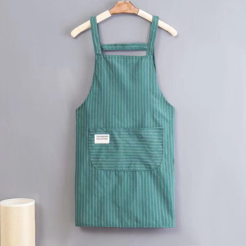 Striped Sleeveless Kitchen Apron - Halter Neck, Breathable, Anti-Fouling, Polyester Cotton Blend