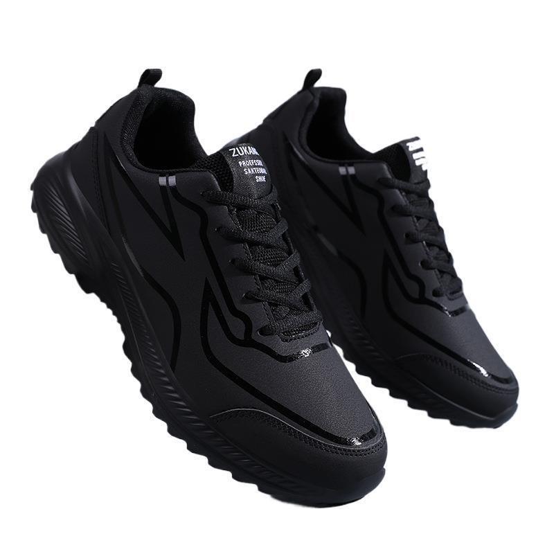 Men's Plus Size Waterproof Leather Sneakers - Non-Slip, Soft Sole, Versatile Casual Running Shoes for Autumn and Travel
