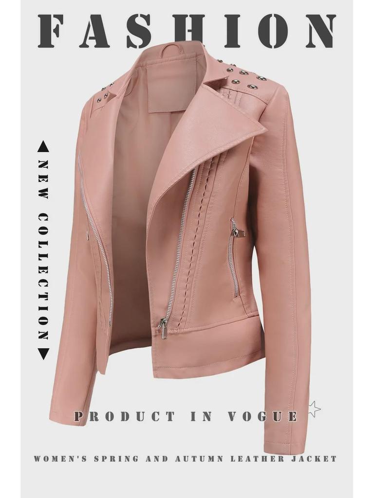 Schlanke Lederjacken für Damen in europäischer Größe – Frühling & Herbst im Motorradstil