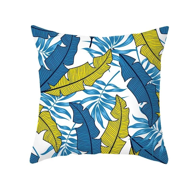 

Летняя наволочка с листьями растений, красочная полиэстеровая наволочка, украшение с животными, диван, дом 66x66cm бордовый