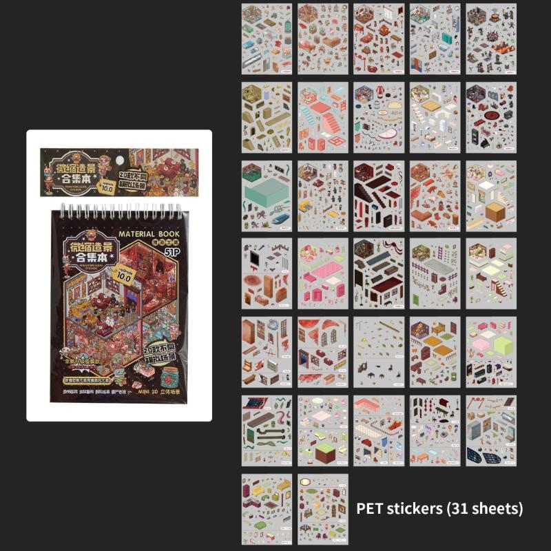 Horror Theme Miniature Scenes Sticker 3D Textured Adhesive Sheets With Special Paper Safe For Creative Gift