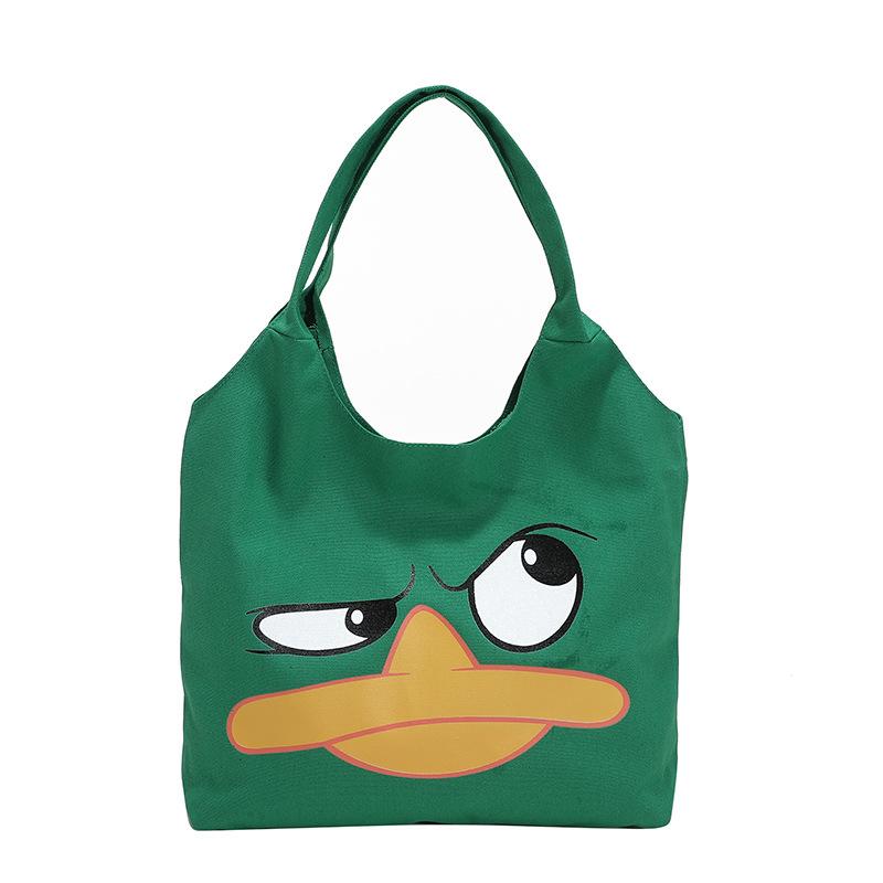 Cute Cartoon Portable Canvas Bag, Winter New Unisex Daily Versatile Funny Bag Large Capacity Bag