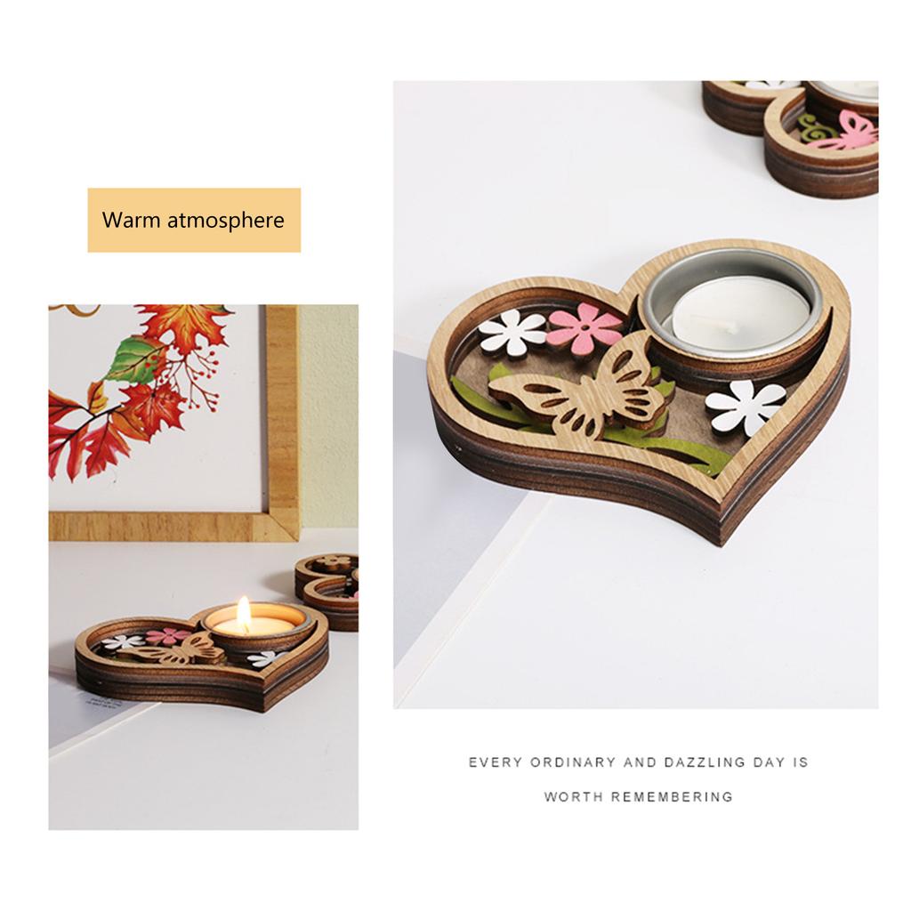 Candle Holder Handmade Wooden Tealight Holder With Flower And Butterfly Heart Designing For Festive Decorations