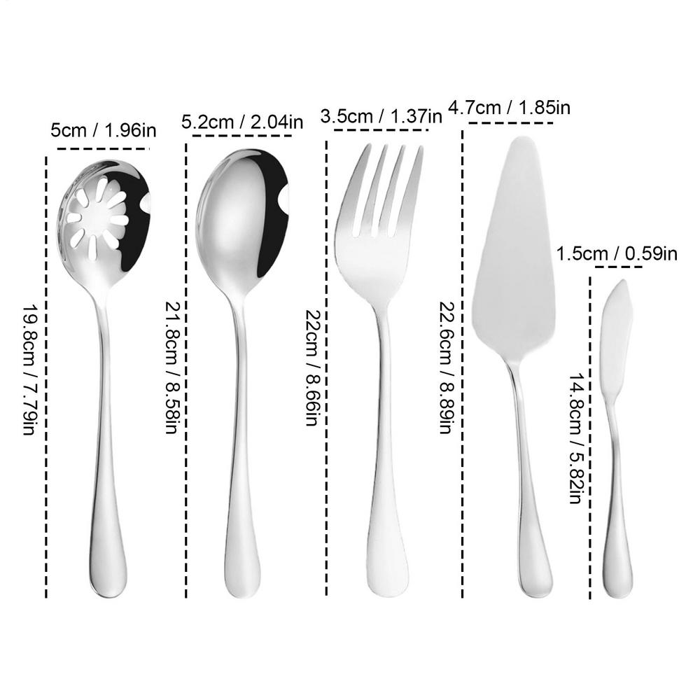 5pcs Stainless steel dining utensil set Buffet Serving Utensils Spoon and fork Kit for Home Kitchen Dormitory Dining