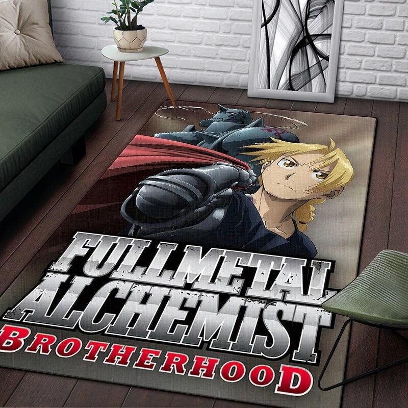 Fullmetal Alchemist Anime Painting Carpet for Living Room Large Area Rug Black Soft Carpet Home Decoration Mats Boho Rugs Picnic
