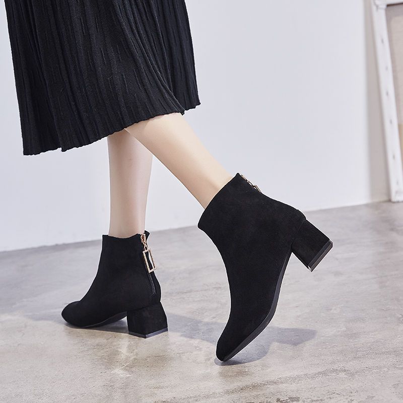 Fashion Ankle Boots for Women Zip Chunky Heel Soft Plus Big Size Booties Sale On Promotion Goth Large Warm Autumn Hot Woman Short Shoes