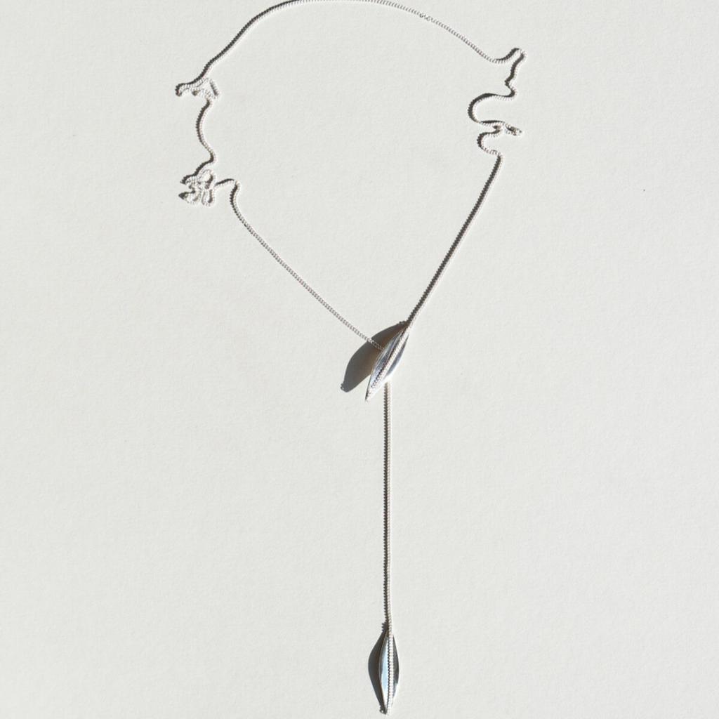 Unique Personality Willow Leaf Fringe Pendant Earrings S925 Silver Needle Earrings Y-Shaped Leaf Fringe Pendant Necklace