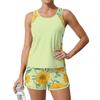 Women Tank Top and Shorts Set Floral Print Sleeveless Athletic Lounge Outfit Lightweight Soft Fabric Casual Wear