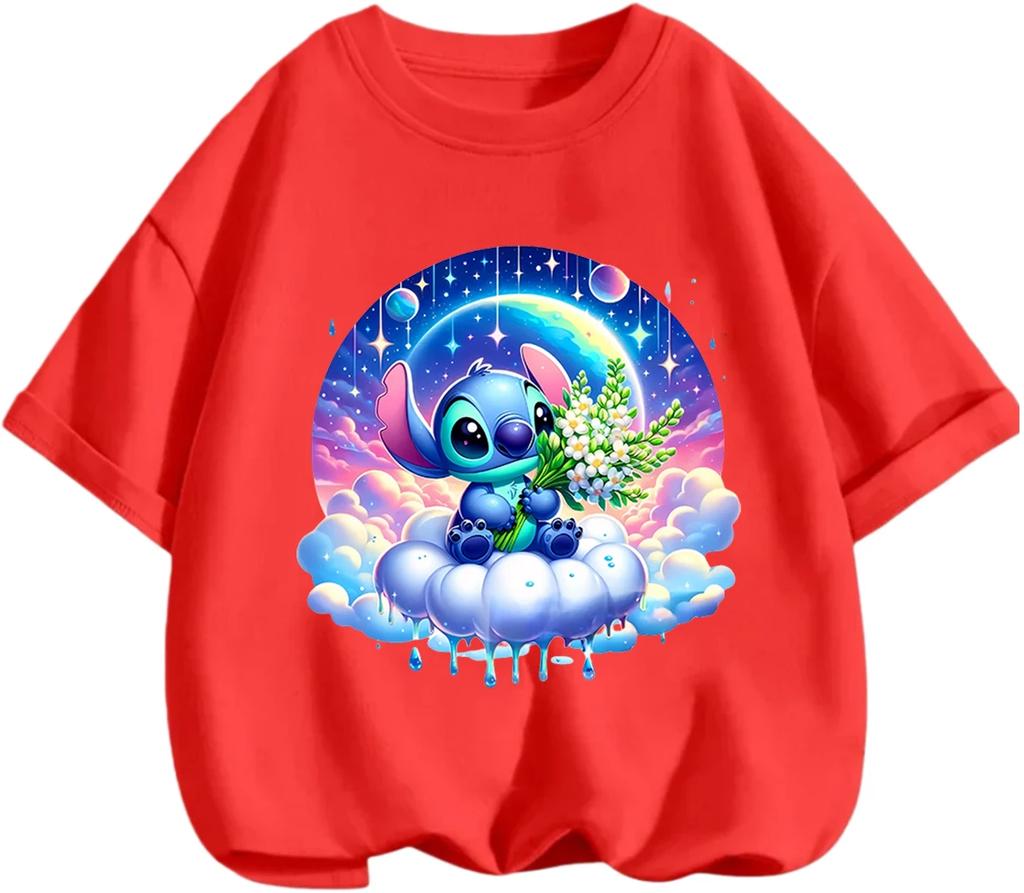 Hot Popular Stitches Graphic T Shirt Lightweight Leisure Daily School Wear Casual Street Kids Boys Girls Clothing
