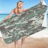 Gestreifter Camouflage Digitaldruck Polyester Superfeine Faser Doppelseitiger Fleece Strandurlaub Badetuch, Strandtuch