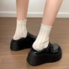Schwarzer britischer Stil runder Kopf Plateau kleine Lederschuhe Damen 2025 neu Frühling vielseitig Höhe erhöhen Mary Jane Love Einzelschuhe