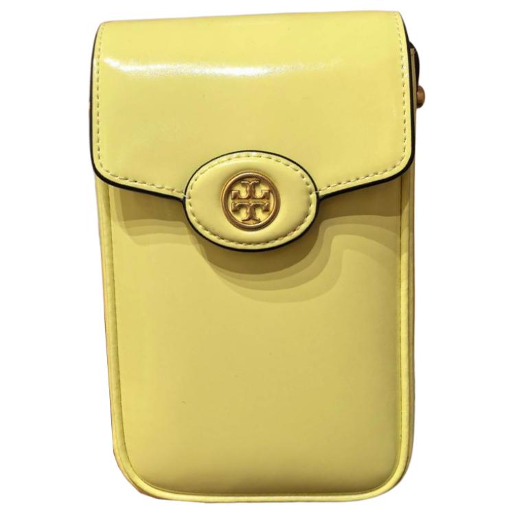 

Tory Burch Robinson Spazzolato Logo Leather Phone Bag Women bags Lemon 156747-700 Basic Set (Bag+Dust Bag)