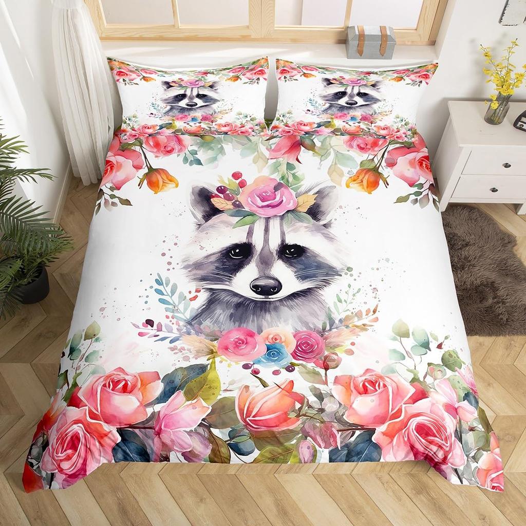 Erosebridal Kids Camping Bedding Set Twin Size Happy Camping Comforter Cover for Boys Girls Western Rustic Farmhouse Style Duvet Cover Vinta