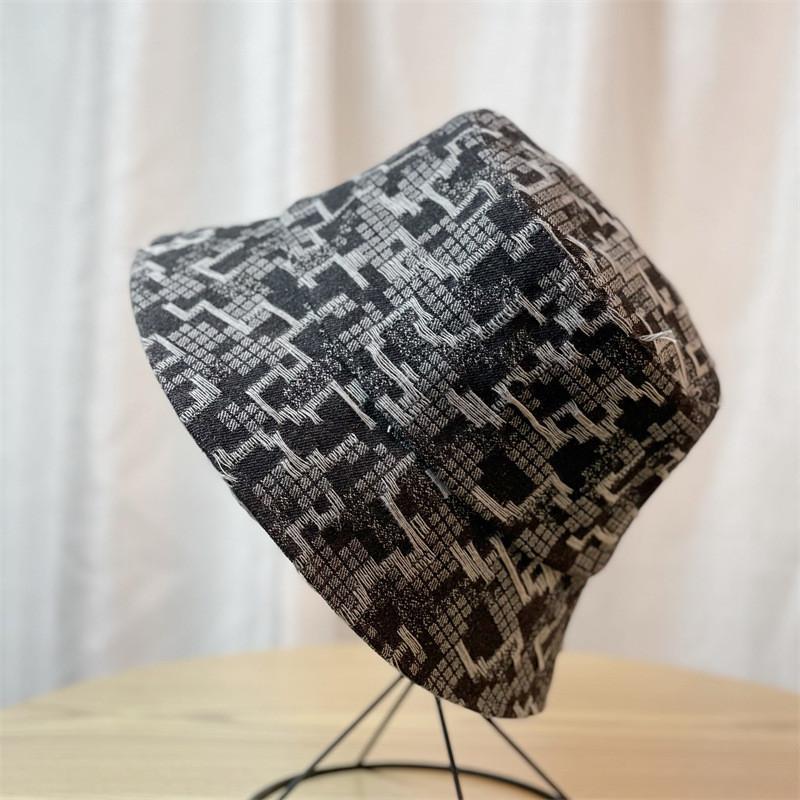 Stylish Denim Checkered Fisherman Hat Female Spring Autum Korean Fashion Bucket Hat Face-lifting Sun Hat