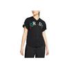 Jordan Logo Embroidered Single-Breasted Short Sleeve Shirt Women Tops Black DO4161-010
