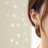 Maillard Copper Alloy Ear Buckle, Retro Gold Brown Round Bead Pendant, Ear Buckle, High-end Commuter Versatile Earrings.