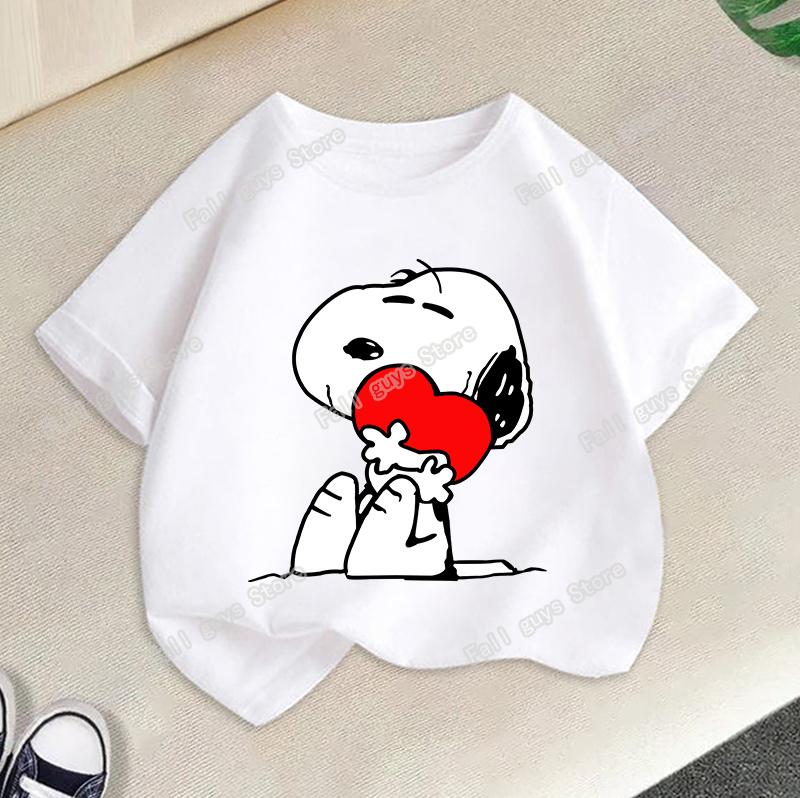 Snoopys Kids TShirt Anime Boys Girls Short Sleeve Tops Summer Breathable Baby Cartoon Tees Cute Dog Print Clothes Birthday Gifts