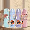 1PC Multiball Snack Pack Grid Layout 750ml Color Plastic Water Bottle Leakproof Flip Straw Lid For Sports Office Home Use