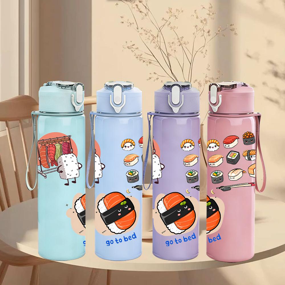 1PC Multiball Snack Pack Grid Layout 750ml Color Plastic Water Bottle Leakproof Flip Straw Lid For Sports Office Home Use