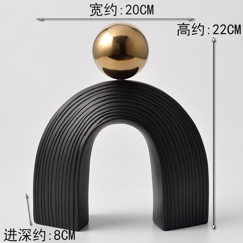 

Минималистичная художественная скульптура черный гальванизированный золотой шар смола арка статуэтки креативные художественные украшения настольное украшение поделки