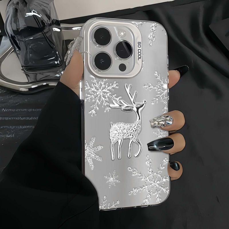 Christmas Tree Snow Deer For iphone 17 16pro 15pro14 13 12 11 12pro 13pro max 14plus Silicone AntiFall Protective Cover