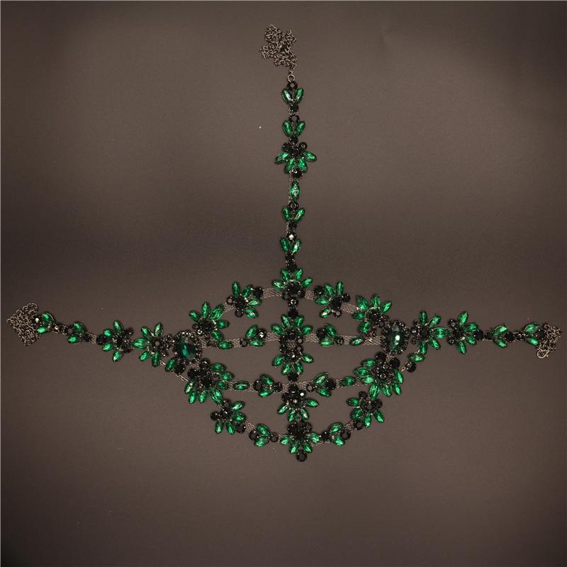 

Europe, America, Exaggerated Masquerade Ball Mask Fashion Party Performance Rhinestone Green Mask Female Mask