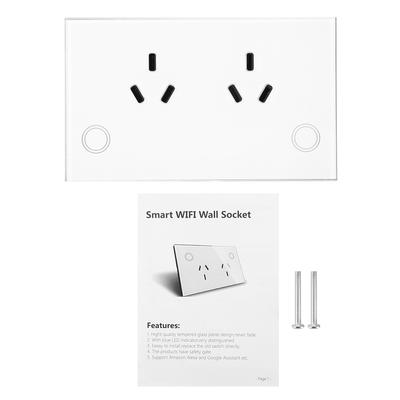 Priză de perete WIFI inteligentă Ieșire de perete din sticlă securizată Priză de alimentare  ( alb)