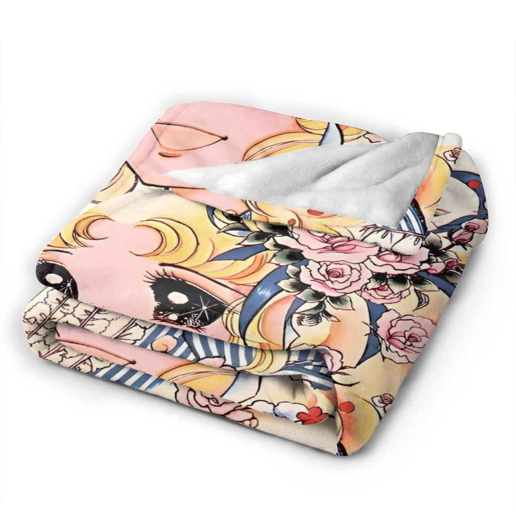Candy Candy Cartoon Anime Blanket Flannel  Super Warm Throw Blanket for Outdoor Travel Bedspread
