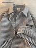 Spring & Autumn Vertical Striped Long Sleeve Men's Shirt: Pique Casual Hong Kong, Korean & Japanese Yuppie Style for Teens