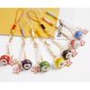 Ceramics Sakura Lucky Cat Phone Lanyard Braided Rope Lucky Cat Keychain Wrist Rope Cherry Blossoms Japanese Style