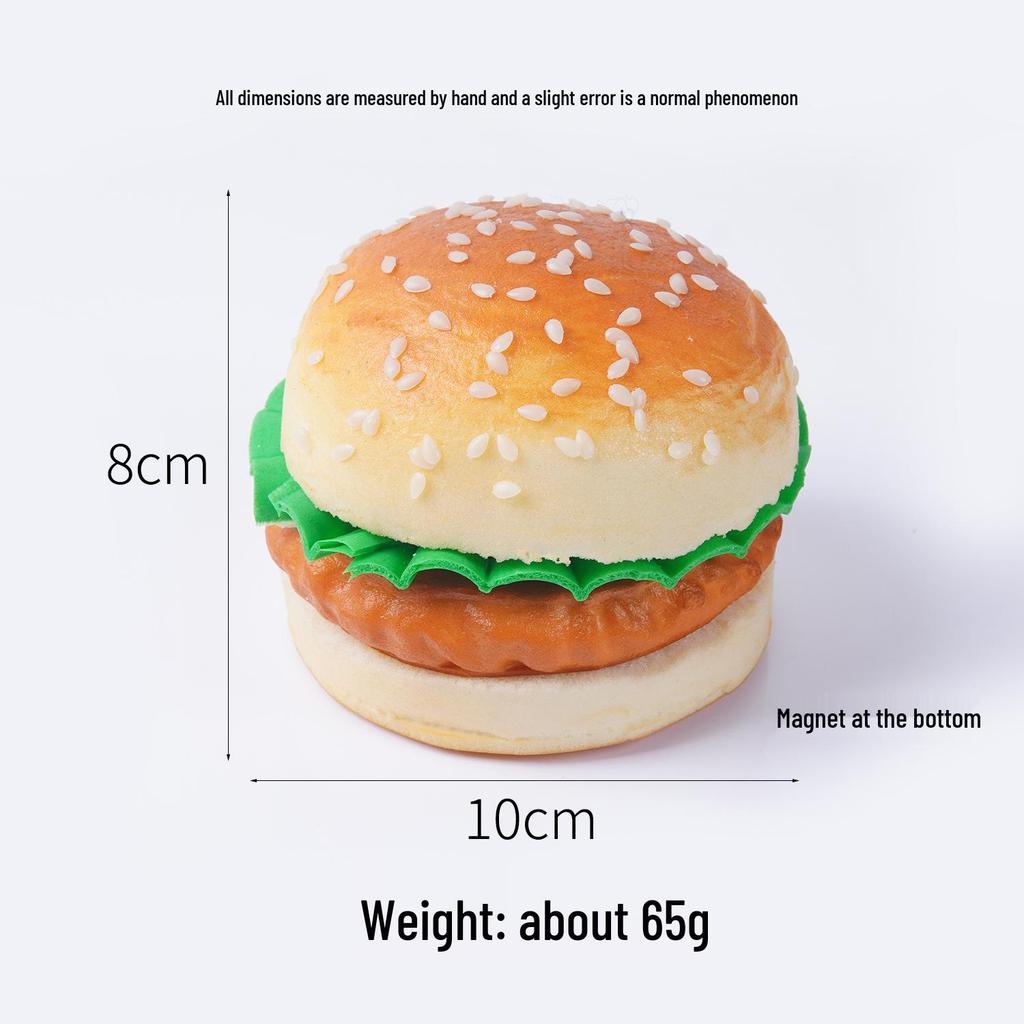 Weiches duftendes falsches Rindfleischburger-Brötchen-Spielzeug für Fotografie oder Dekoration - Magnet enthalten