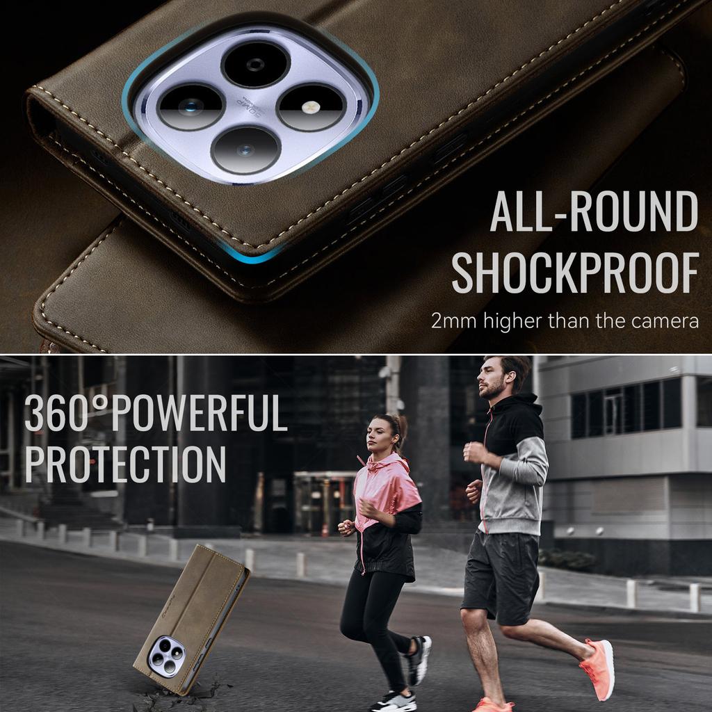 Für Xiaomi Redmi Note 15 Pro 5G (Global) Case CASEME 033 Serie RFID-Blockierendes Portemonnaie Ständer Kalbslederstruktur Leder Handyhülle