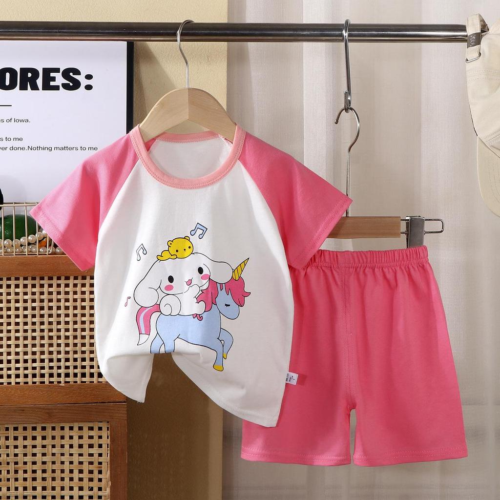 Children's Cotton Short-Sleeve Summer Pajama Set for Boys & Girls