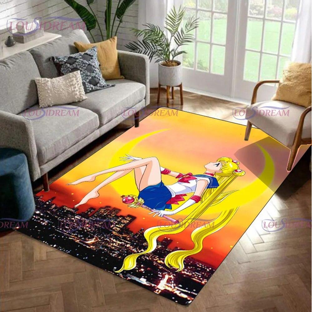 3D Cute Colorful S-Sailor-M-Moon Rugs and Carpets for Living Room Gril Bedroom Entrance Large Area Soft Carpet Decoration Mat