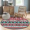 Ethnic Geometric Round Rug Bohemian Style Vintage Living Room Decor Carpet Absorbent Anti-Slip Mat for Bedroom Kitchen Bathroom