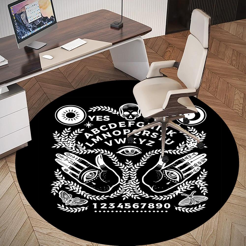 1PC Ouija Board Palmistry Esotericism Round Chair Mat Area Rug - Non-Slip, Floor Mat for Office, Bedroom, Home Decor Christmas Gift C0528112