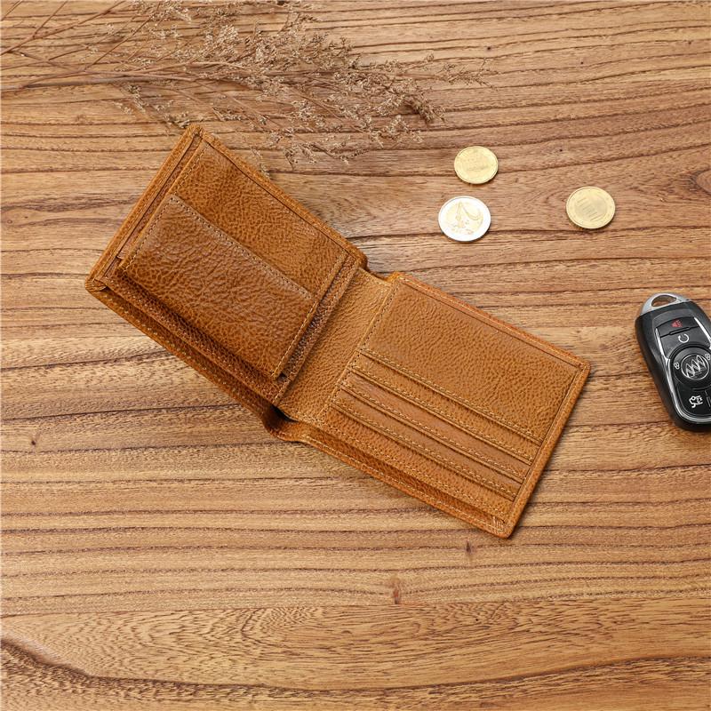 Men's Casual Vegetable-Tanned Leather Wallet – Multifunctional, Large Capacity, Short Coin Purse