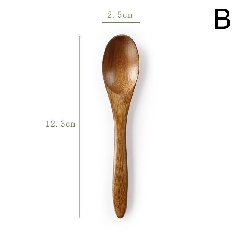 1PC High-Quality Kitchen Home Tableware Natural Wood Soup Spoon Practical Teaspoons Creative Solid