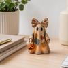 Warm Glow Decoration Light Halloween Lighted Patchwork Ghost Figurine, Light-Up Bow with Pumpkin Vintage Figurine Lantern, Ghosts Lamp for Holiday