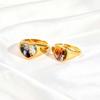 Stainless Steel Custom Photo Ring Gold Plated Heart Round Personalized Ring, Customized Memorial Jewelry for Women Mother Couple