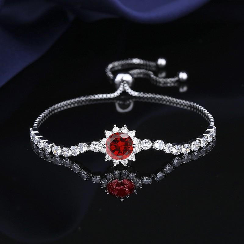 Adjustable Sunflower Bracelet Women With Cubic Zirconia 2ct Simulated Floral Design Copper Plated Jewelry