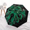 Grüner Cthulhu Mythos - Mystischer Oktopus Regenschirm, Tragbarer 3-fach Regenschirm für Damen & Herren, Weihnachtsgeschenk ES328