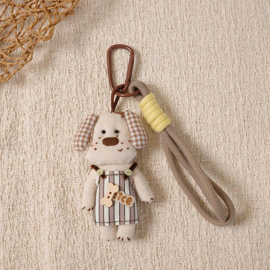 Korean Handmade Cartoon Fabric Doll Keychain: Cute Animal Design Bag Accessory