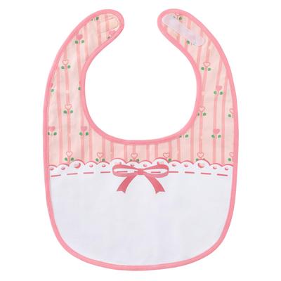 LittleForBig Adult Bib, Cute Apron for Nursing Care [Cotton + Waterproof Sheet] with Velcro, Pink Floral Baby Doll Bib