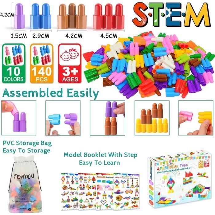 Jouets STEM éducatifs - TOMYOU - 140 pièces - Colorées - À partir de 3 ans - Mixte