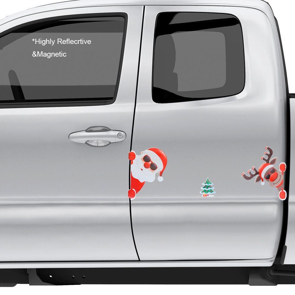 Christmas Car Decor Reflective Santa Stickers for a Festive Atmosphere