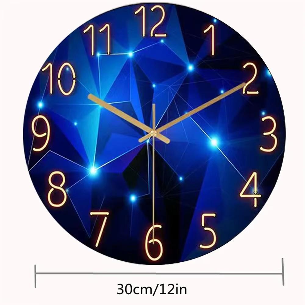 Glass Wall Clock Modern Design Landscape Light Luxury Colorful Art Reloj Pared Decorativo Clocks Living Room Bedroom Home Decor