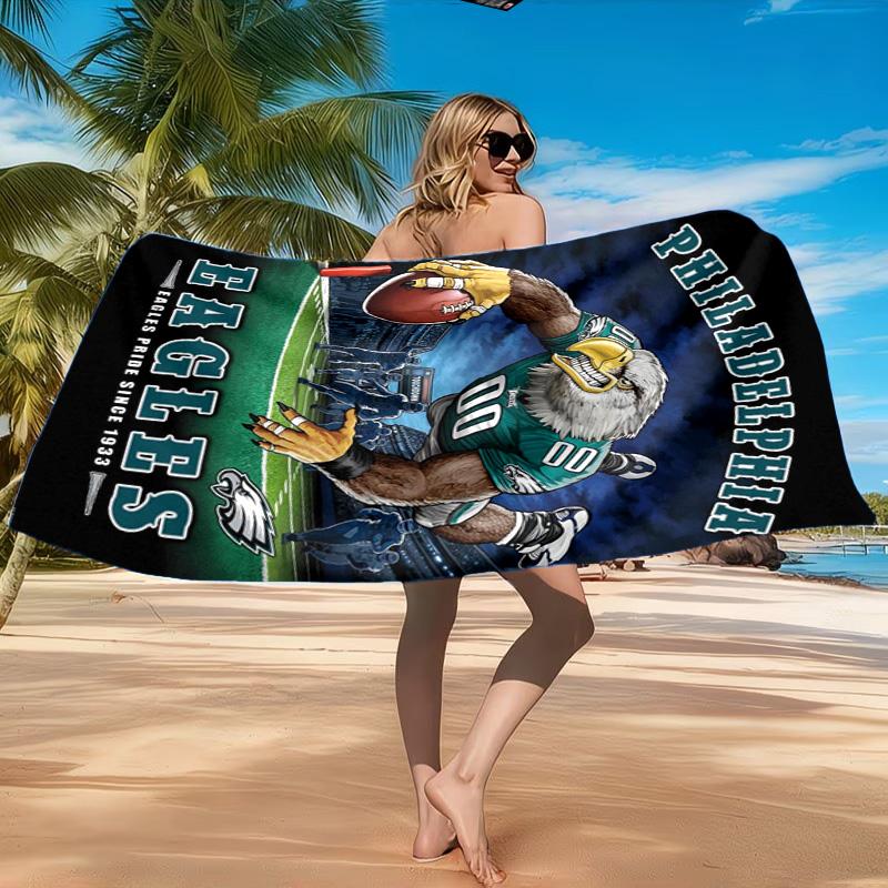 Asciugamano da Spiaggia Philadelphia Eagles, Asciugatura Rapida, Facile da Curare, Adatto Sia per il Fitness che per le Vacanze al Mare, Essenziale per lo Sport