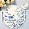 4PC Blue and White Flower and Bird Meal Mat Chinese Rural Style Table Decoration and Accessories