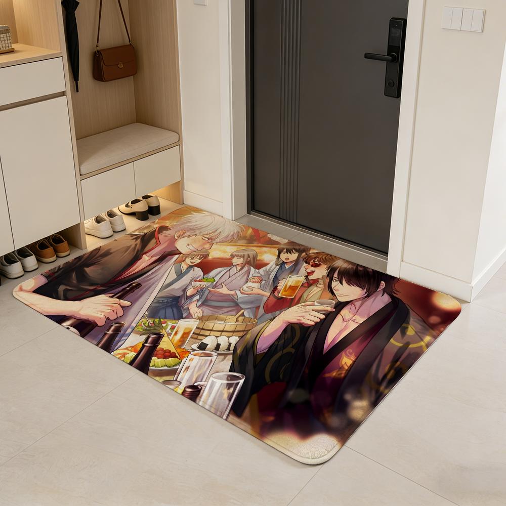 Hilarious G-Gintama Floor Mat Flannel Door Mat Non-Slip Absorbent Washable Indoor Home Rug